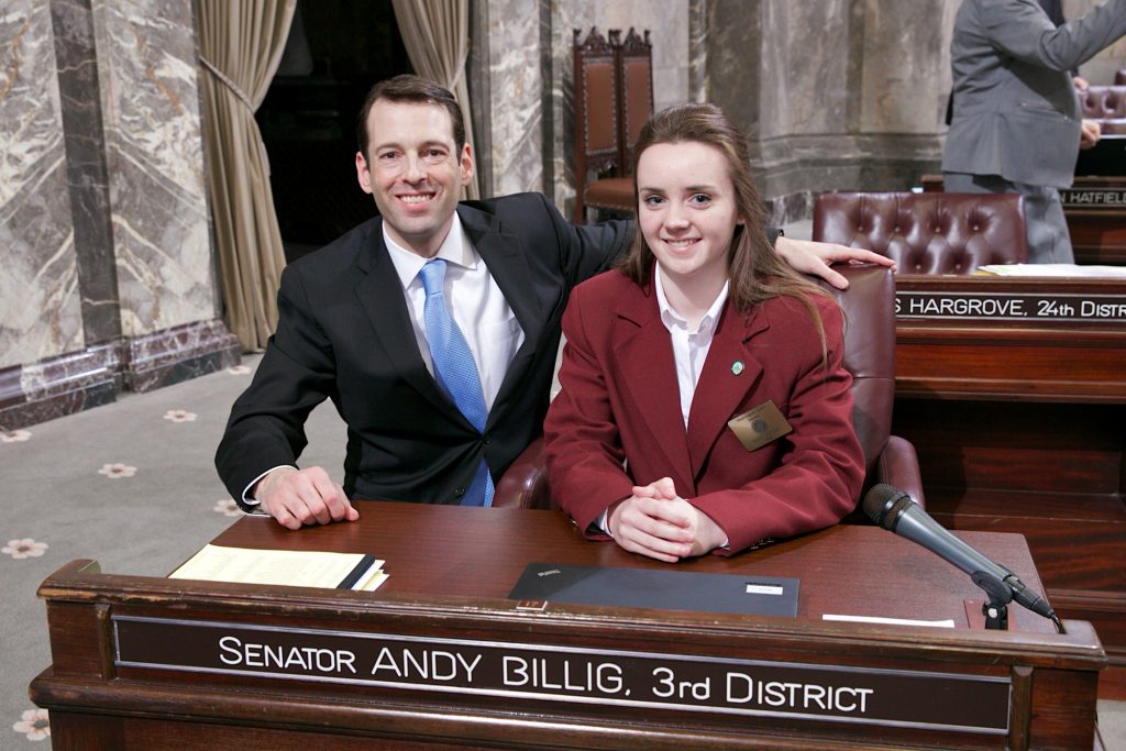 Senator Billig with Page Emily Borske