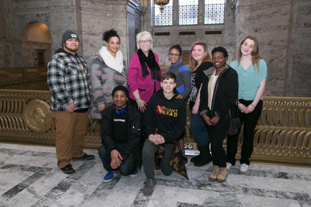 Senator Darneille with Communities in Schools students, January 29, 2016.