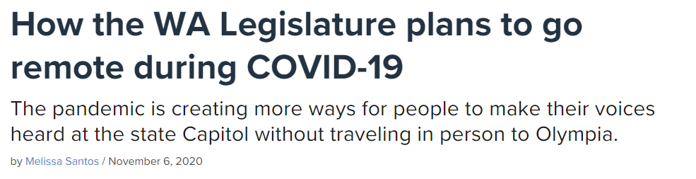 Headline from Crosscut.com: How the Legislature plans to go remote during COVID-19