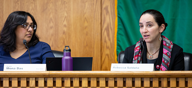 Washington state Senators Mona Das and Rebecca Saldana