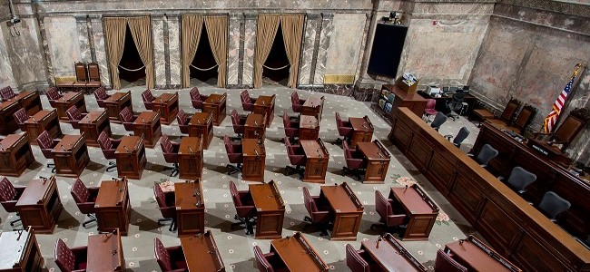 The Senate floor at the Washington State Capital in Olympia, WA